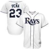 White Jersey:  Carlos Pena Majestic Baseball #23 Tampa Bay Rays Jersey In White
