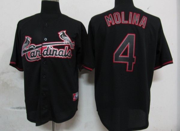 Black Jersey:  Molina MLB Fashion #4 St Louis Cardinals Jersey In Black