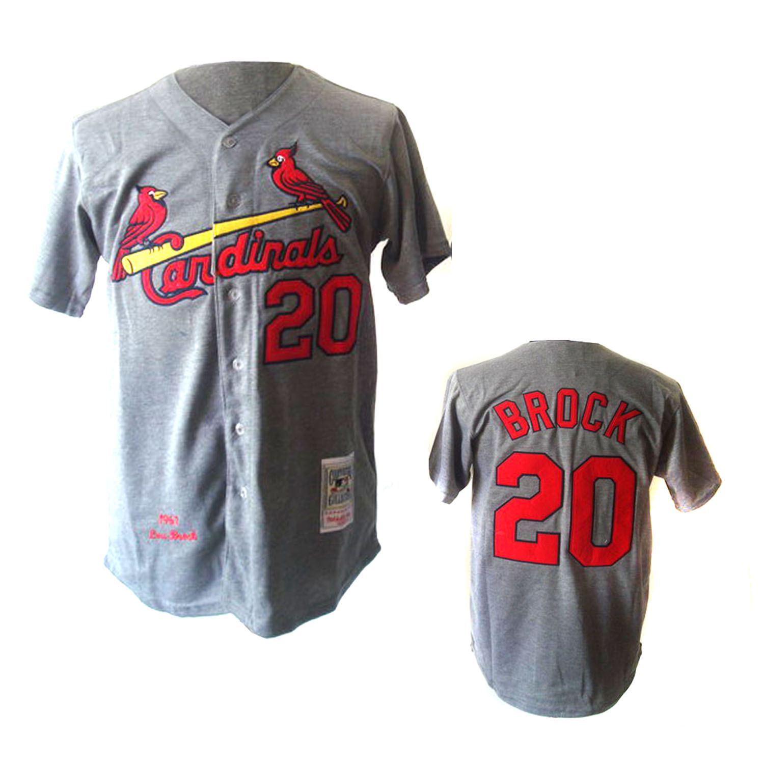 MLB St.Louis Cardinals #20 Brock Grey Mitchellandness Jersey