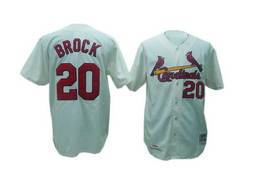 White Cardinals Lou Brock Home MLB 1964 M&N Throwback Jersey