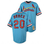 #20 Lou Brock Blue MLB St.Louis Cardinals Throwback Jersey