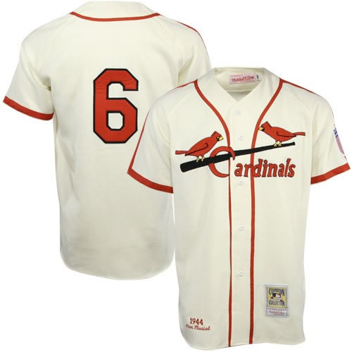 Stan Musial White Jersey, St. Louis Cardinals #6 1944 Jersey