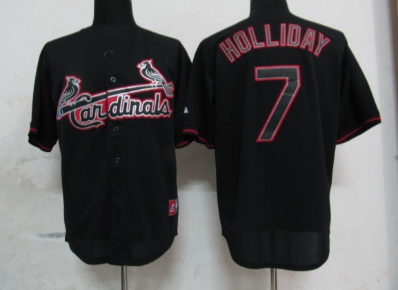 Black Jersey:  Holliday MLB Fashion #7 St Louis Cardinals Jersey In Black