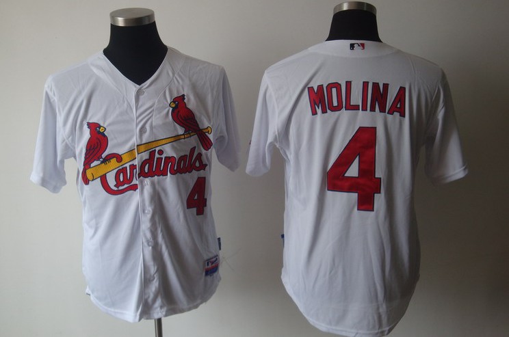 white Jersey:  Molina MLB #4 St Louis Cardinals Jersey In white