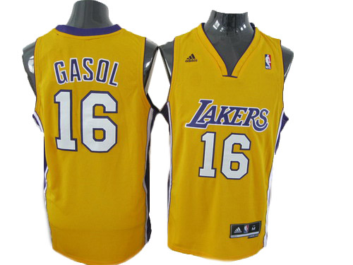 Gasol yellow jersey, Los Angeles Lakers #16 NBA Revolution 30 jersey