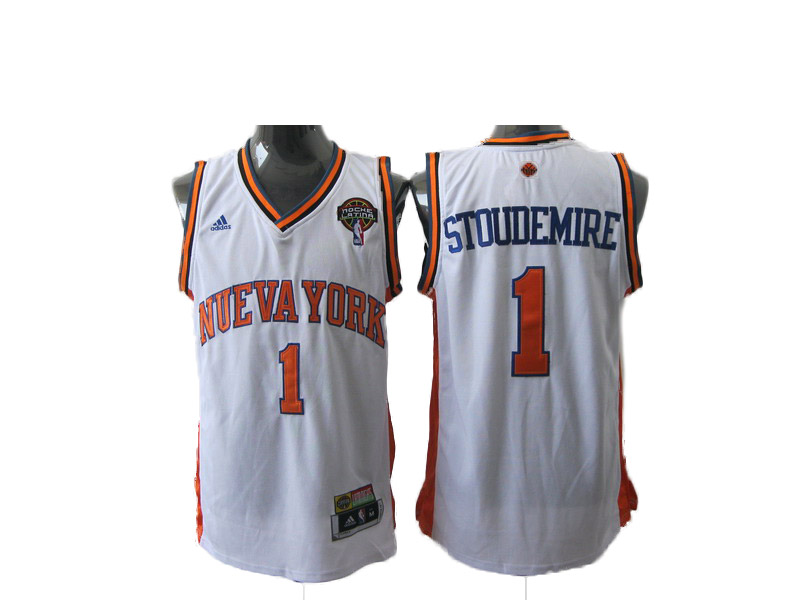 New York Knicks #1 Stoudemire NBA Latin Nights Revolution 30 jersey in White