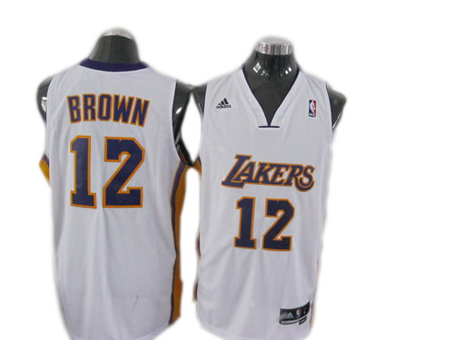 NBA Revolution 30 #12 white Brown Los Angeles Lakers jersey