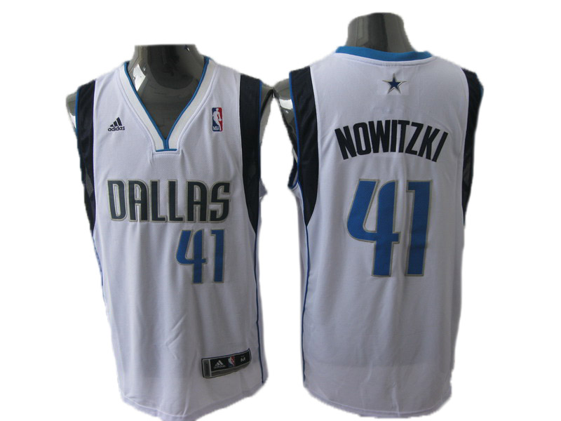 Dallas Mavericks #41 Nowitzki NBA Revolution 30 jersey in white