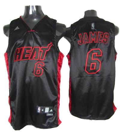 NBA Revolution 30 #6 black with red name James Miami Heat jersey