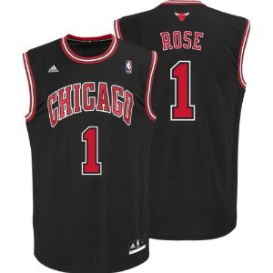 Derrick Rose black jersey, Chicago Bulls #1 Adidas NBA Revolution 30 jersey