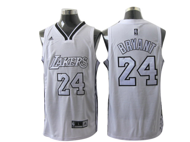 white Bryant Revolution 30 with white name NBA Los Angeles Lakers #24 Jersey