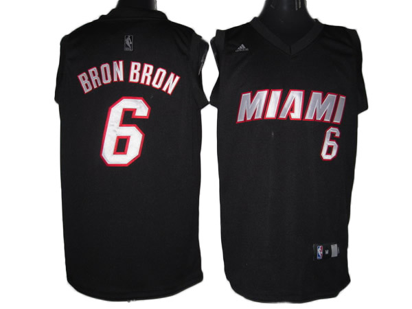 #6 Bron Bron black Miami Heat NBA Swingman Revolution 30 jersey