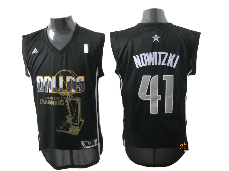 Dallas Mavericks #41 Nowitzki NBA 2011 Finals Champions Revolution 30 jersey in black