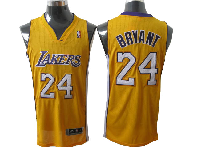 #24 Bryant yellow Los Angeles Lakers NBA Revolution 30 mesh jersey