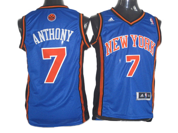 Blue Carmelo Anthony jersey, New York Knicks #7 NBA Revolution 30 jersey