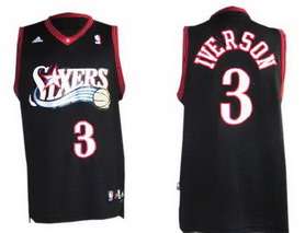 Black Iverson NBA Philadelphia 76ers #3 Jersey