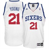 #21 Young White Philadelphia 76ers Jersey