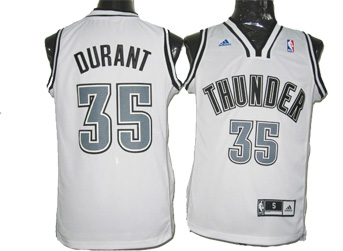 white Durant Thunder #35 Jersey