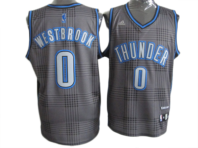 Oklahoma City Thunder #0 Westbrook grid Jersey in black