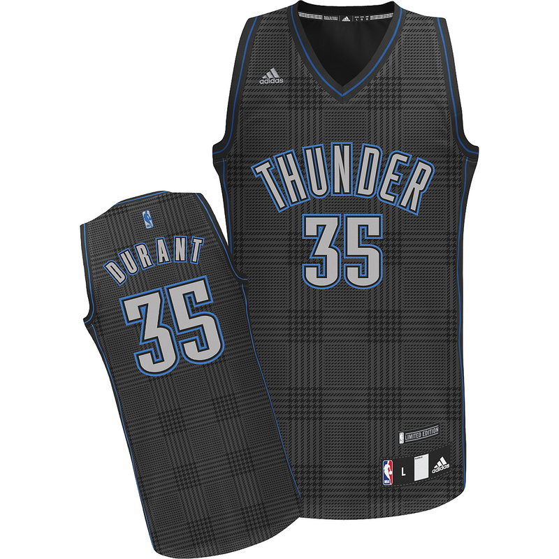 Oklahoma City Thunder #35 Durant grid Jersey in black