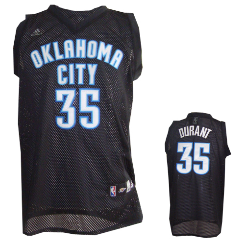 Black & White Kevin Durant Embroidered NBA Oklahoma City Thunder #35 Jersey