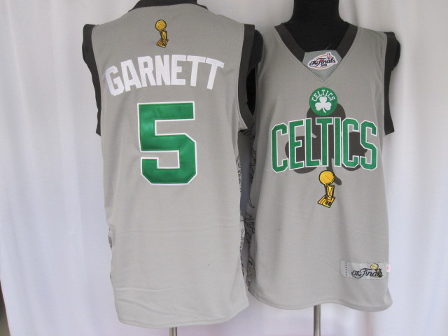 Celtics #5 Kevin Garnett Grey 2010 Finals Commemorative NBA Jersey