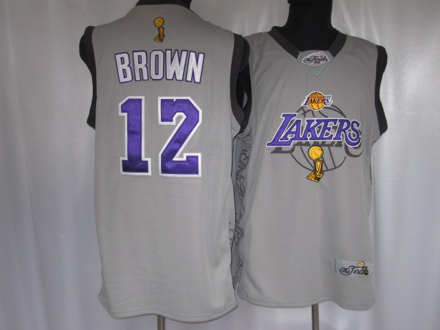 2010 Finals Commemorative NBA #12 Grey Shannon Brown Los Angeles Lakers jersey