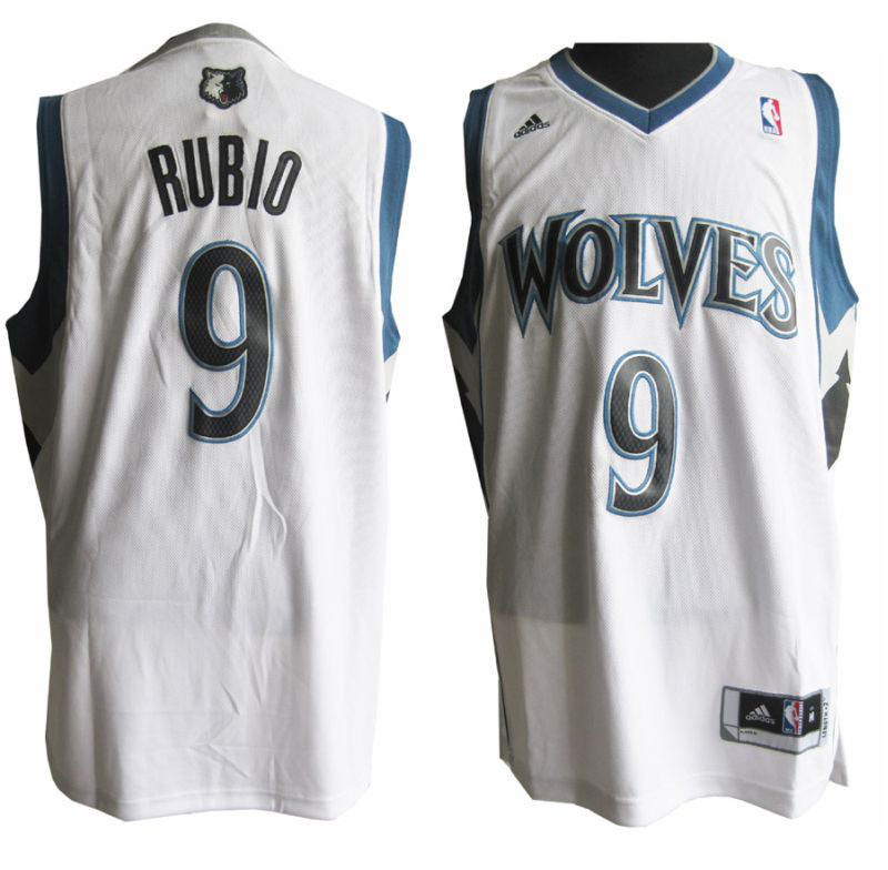 Rubio Jersey White #9 NBA Minnesota Timberwolves Jersey