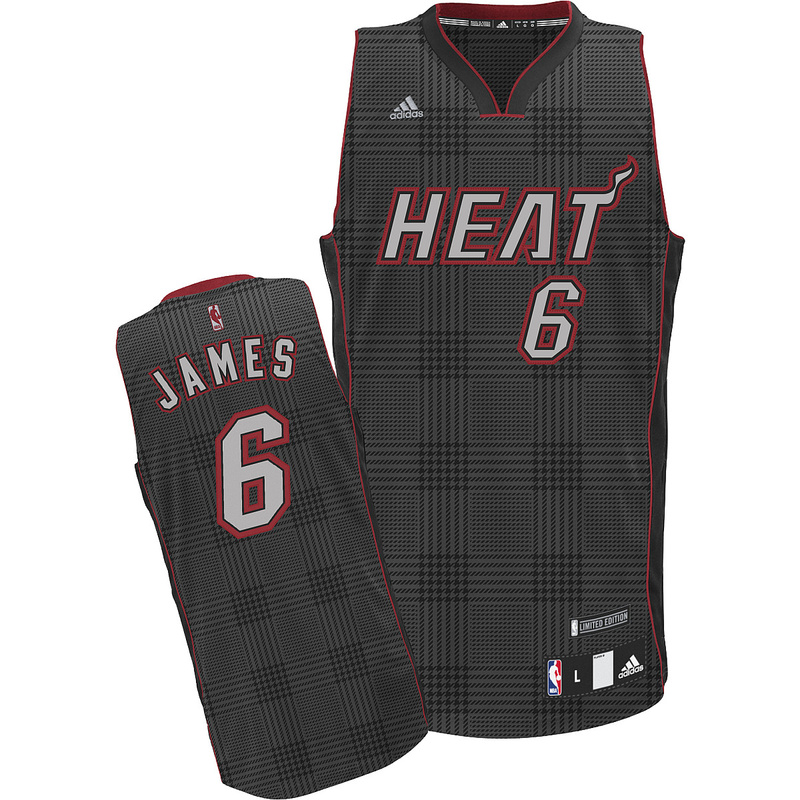 Black Grid #6 James NBA Miami Heat Jersey