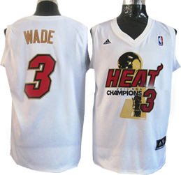 Miami Heat #3 Wade White Finals NBA Jersey
