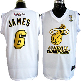 James Jersey White Golden Number Finals #6 NBA Miami Heat Jersey