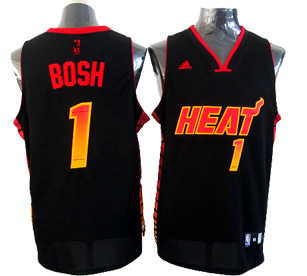 Black Bosh Color Print NBA Miami Heat #1 Jersey