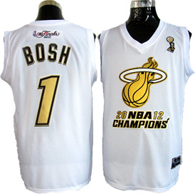 White Bosh jersey, Miami Heat 1# Golden Number Finals NBA Jersey