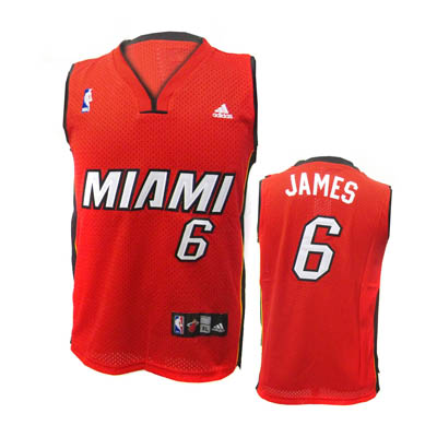 #6 LeBron James Red Miami Heat Jersey