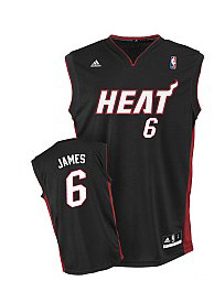 LeBron James Road Black Jersey, Miami Heat #6 Jersey
