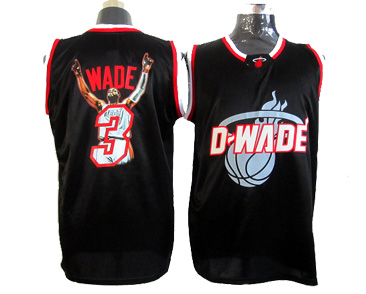 Wade Jersey Black Seal Carvers #3 NBA Miami Heat Jersey