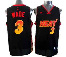 Miami Heat #3 Wade Color Print NBA Jersey in Black