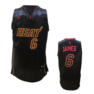 Black LeBron James jersey, Miami Heat #6 Fiber Fashion Swingman Carbon Jersey
