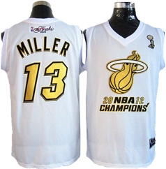 White Miller Golden Number Finals NBA Miami Heat #13 Jersey