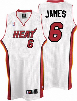 White LeBron James jersey, Miami Heat #6 Jersey