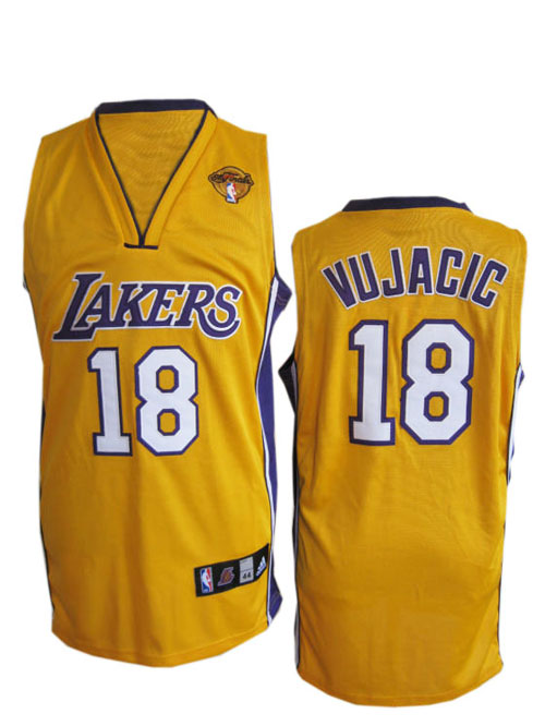 Sasha Vujacic Yellow Jersey, Los Angeles Lakers #18 Finals Patch NBA Jersey