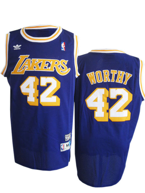 Los Angeles Lakers #42 James Worthy Throwback Swingman NBA Jersey in Blue