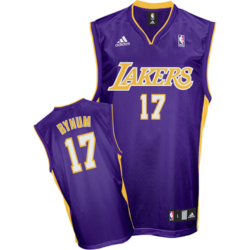 #17 Purple Andrew Bynum Road Los Angeles Lakers Jersey