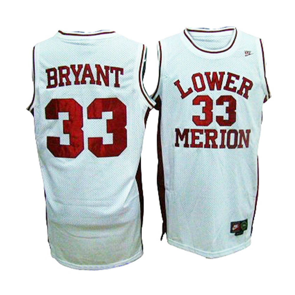 Lower Merion High School 1996 NBA #33 White Kobe Bryant Los Angeles Lakers jersey