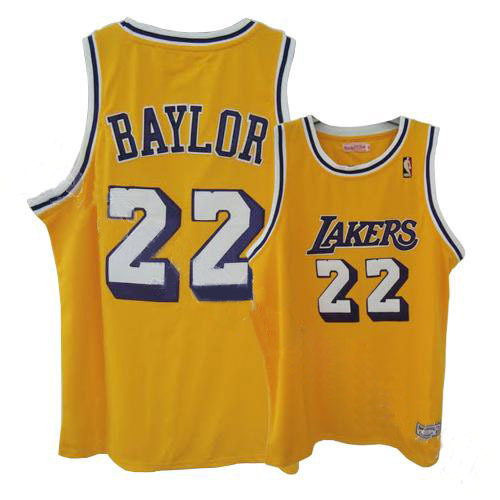 Yellow Elgin Baylor Mitchell and Ness NBA Los Angeles Lakers #22 Jersey