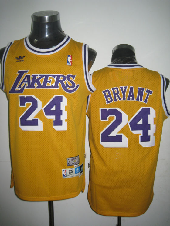 Kobe Bryant Yellow Jersey, Los Angeles Lakers #24 Jersey