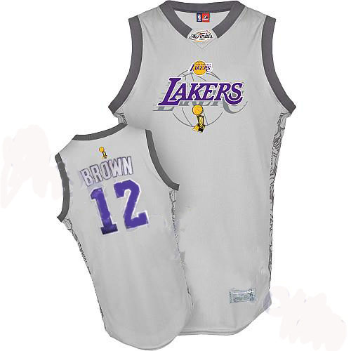 Shannon Brown Jersey: 2010 NBA Finals Commemorative #12 NBA Los Angeles Lakers Jersey in Grey