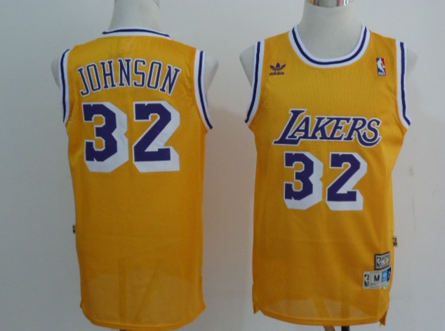 Lakers #32 Magic Johnson Yellow Jersey