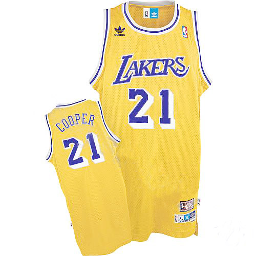 Yellow Michael Cooper jersey, Los Angeles Lakers #21 Mitchell and Ness NBA Jersey