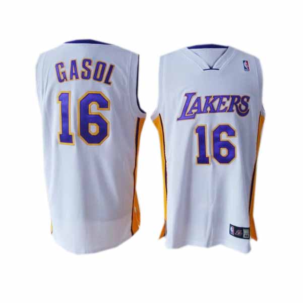 NBA Los Angeles Lakers #16 Gasol White 2010 Finals Jersey